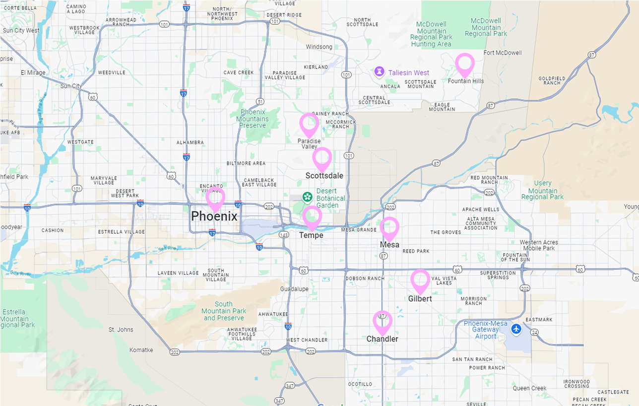 Pony Party Service Areas